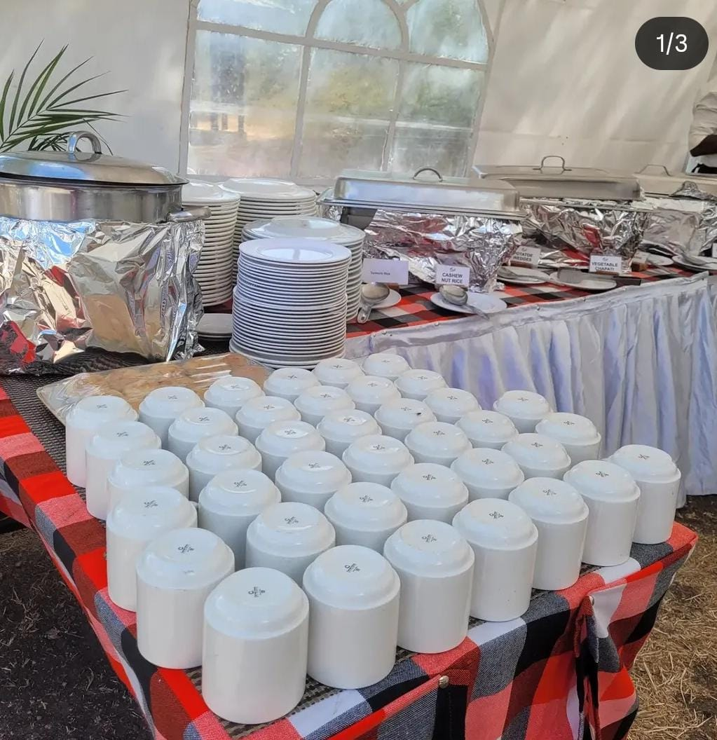 Buffet service line set for an event at Tumaini Gardens